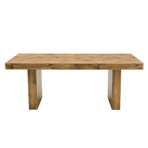 English Elm Table and Chair Set Seats 8 with Wood Grain MDF Top and Upholstered Fabric Dining Chairs W1151S04096