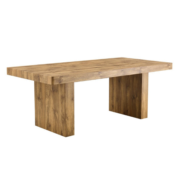 English Elm Table and Chair Set Seats 8 with Wood Grain MDF Top and Upholstered Fabric Dining Chairs W1151S04096