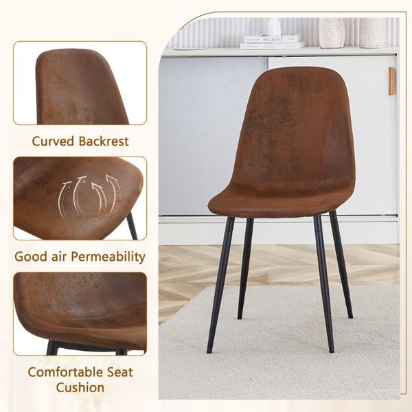 English Elm Table and Chair Set Seats 8 with Wood Grain MDF Top and Upholstered Fabric Dining Chairs W1151S04096
