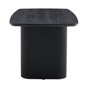 English Elm Mdf Black Wood Grain Dining Table Seats Six with Rounded Corners for Modern Homes W1151S04147