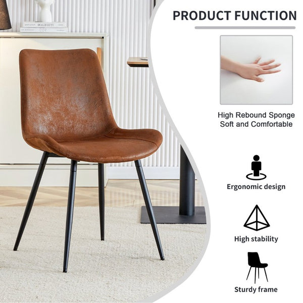 English Elm Table and Chair Set Sintered Stone Marble Top with Four Brown Fabric Dining Chairs W1151S04204