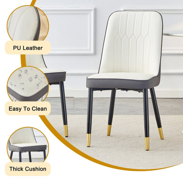 English Elm Table and Chair Set Marble Glass Top Gold Leg Modern Dining for Four W1151S04232