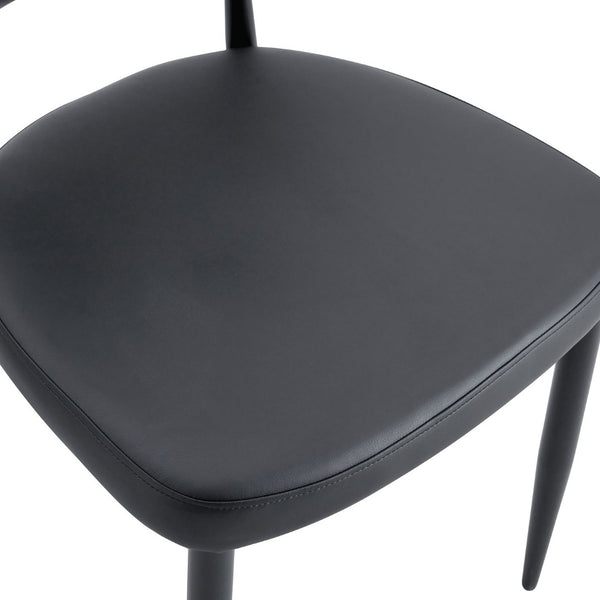 English Elm Table and Chair Set Round Tempered Glass Top X Base with Four Pu Dining Seats Black W1151S04240
