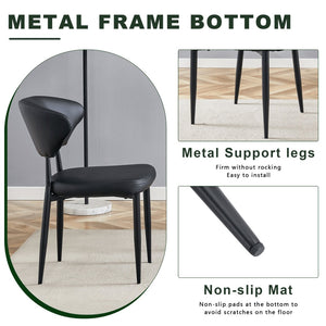 English Elm Table and Chair Set Round Tempered Glass Top X Base with Four Pu Dining Seats Black W1151S04240
