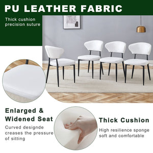 English Elm Table and Chair Set Round Tempered Glass Top X Base with Four Pu Dining Seats White W1151S04241