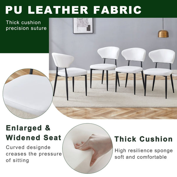English Elm Table and Chair Set Round Tempered Glass Top X Base with Four Pu Dining Seats White W1151S04241