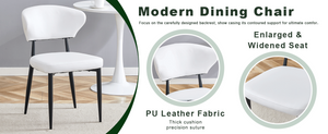 English Elm Table and Chair Set Round Tempered Glass Top X Base with Four Pu Dining Seats White W1151S04241