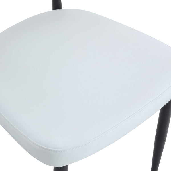 English Elm Table and Chair Set Round Tempered Glass Top X Base with Four Pu Dining Seats White W1151S04241