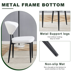 English Elm Table and Chair Set Round Tempered Glass Top X Base with Four Pu Dining Seats White W1151S04241