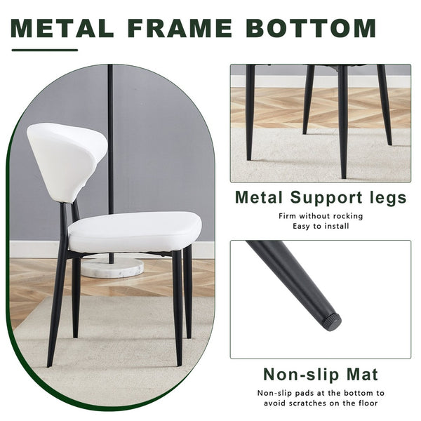 English Elm Table and Chair Set Round Tempered Glass Top X Base with Four Pu Dining Seats White W1151S04241