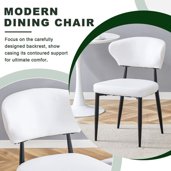 English Elm Table and Chair Set Round Tempered Glass Top X Base with Four Pu Dining Seats White W1151S04241