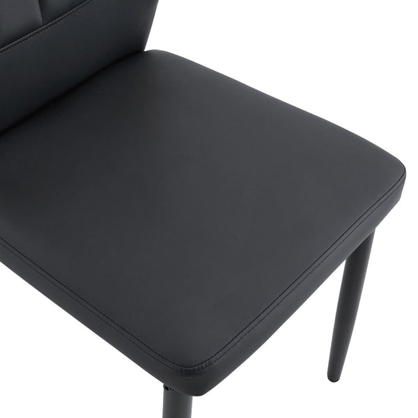 English Elm Table and Chair Set Round Tempered Glass Top X Base with Four Ergonomic Pu Seats Black, Transparent W1151S04242