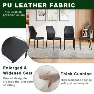 English Elm Table and Chair Set Round Tempered Glass Top X Base with Four Ergonomic Pu Seats Black, Transparent W1151S04242