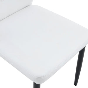 English Elm Table and Chair Set Round Tempered Glass Top X Base with Four Ergonomic Pu Seats Transparent, White+Black W1151S04244