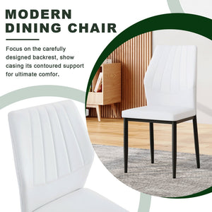 English Elm Table and Chair Set Round Tempered Glass Top X Base with Four Ergonomic Pu Seats Transparent, White+Black W1151S04244