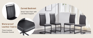 English Elm Table and Chair Set Seats Six with Built-in Shelf Black Grain Mdf and Pu Cushioned W1151S04247