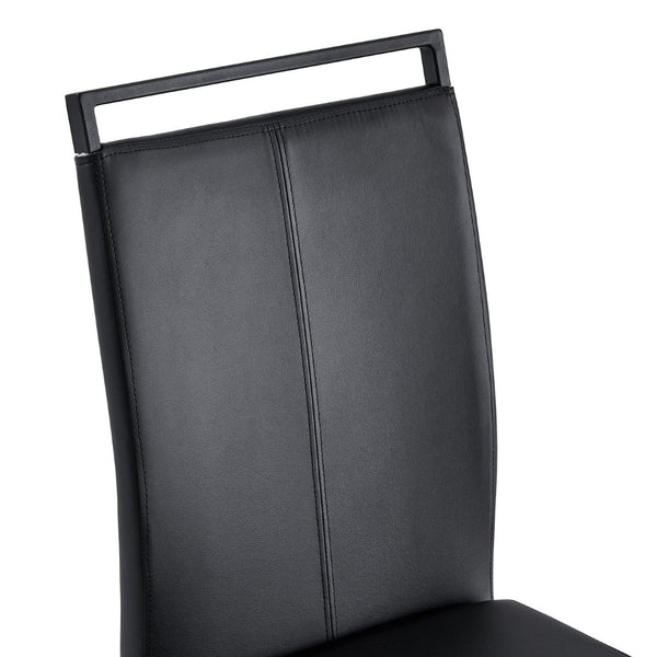 English Elm Table and Chair Set Seats Six with Built-in Shelf Black Grain Mdf and Pu Cushioned W1151S04247