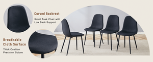English Elm Table and Chair Set Seats Eight with Storage Shelf Black Grain Mdf Linen Dining W1151S04254