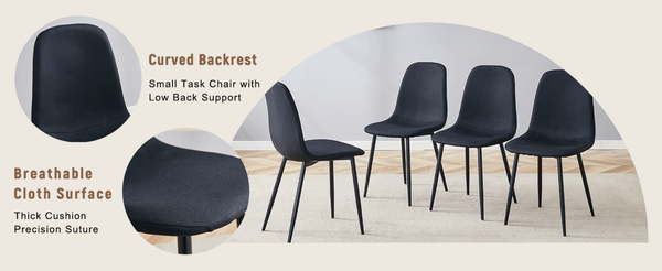 English Elm Table and Chair Set Seats Eight with Storage Shelf Black Grain Mdf Linen Dining W1151S04254