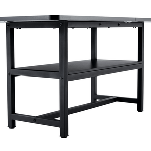English Elm Table and Chair Set Seats Eight with Storage Shelf Black Grain Mdf Linen Dining W1151S04254