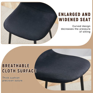 English Elm Table and Chair Set Seats Eight with Storage Shelf Black Grain Mdf Linen Dining W1151S04254