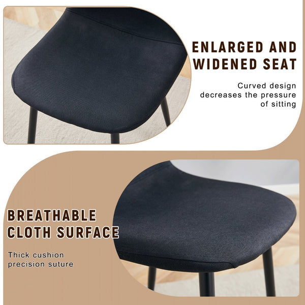 English Elm Table and Chair Set Seats Eight with Storage Shelf Black Grain Mdf Linen Dining W1151S04254