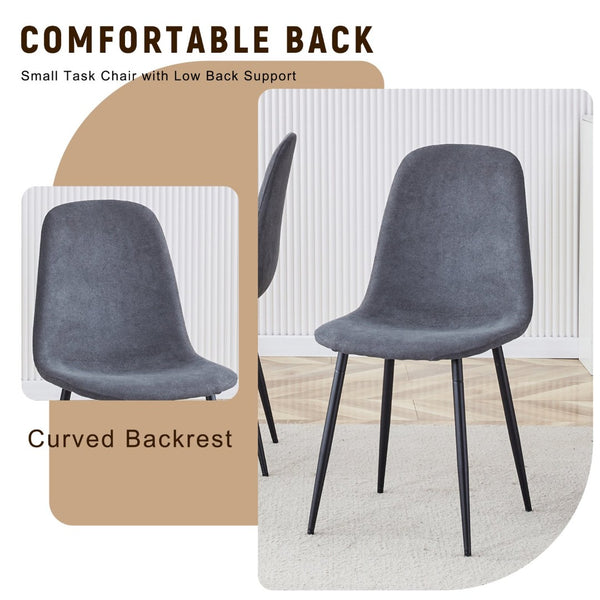 English Elm Table and Chair Set Seats 6 with Mdf Spliced Top Built-in Shelf Gray Linen Chairs W1151S04257