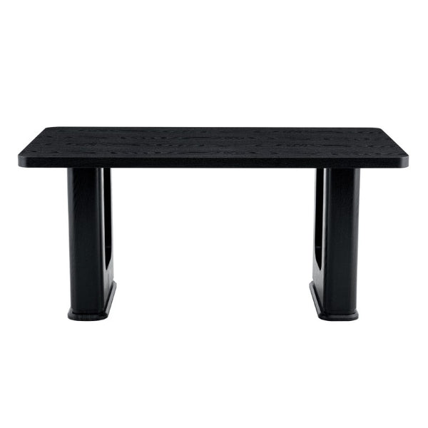 English Elm Table and Chair Set Six Seat Contemporary Dining with Glass Accent Legs and Linen Upholstery W1151S04319