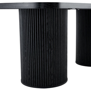 English Elm 78.7 Inch Mdf Dining Table with Roman Column Legs Seats 8 Bold Black Grain Top W1151S04323
