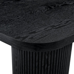 English Elm 78.7 Inch Mdf Dining Table with Roman Column Legs Seats 8 Bold Black Grain Top W1151S04323