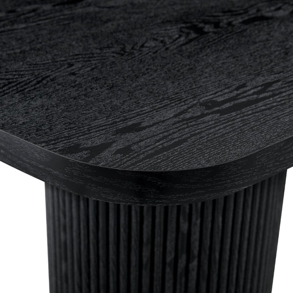 English Elm 78.7 Inch Mdf Dining Table with Roman Column Legs Seats 8 Bold Black Grain Top W1151S04323