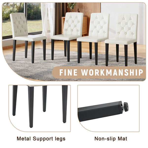 English Elm Table and Chair Set Seats 8 with Built-in Shelf Black Grain Mdf Top White Pu W1151S04324