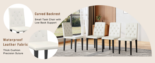 English Elm Table and Chair Set Seats 8 with Built-in Shelf Black Grain Mdf Top White Pu W1151S04324