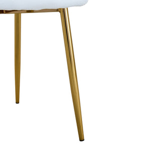 English Elm Table and Chair Set Round Glass Top with Gold X Base and Four Linen Dining Chairs W1151S04414