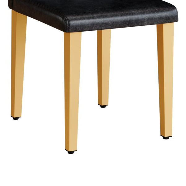 English Elm Table and Chair Set Round Tempered Glass Top Gold X Base with Four PU Seats W1151S04415