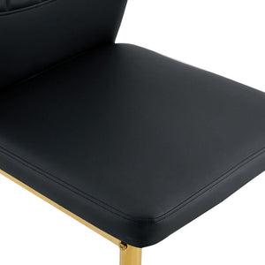 English Elm Table and Chair Set Round Tempered Glass Top Gold Base with 4 Black Pu Seats W1151S04417