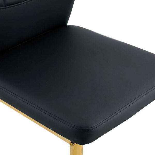 English Elm Table and Chair Set Round Tempered Glass Top Gold Base with 4 Black Pu Seats W1151S04417