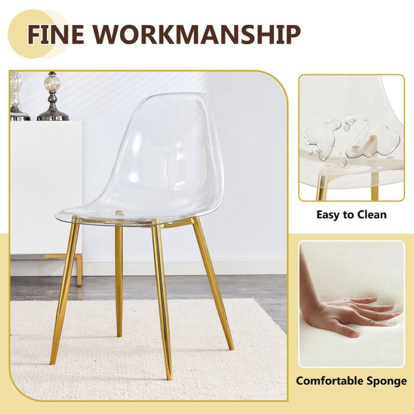 English Elm Table and Chair Set Round Glass Top with Gold X Base Seats Four for Compact Dining W1151S04420