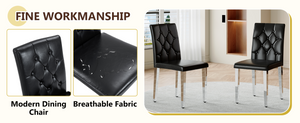 English Elm Table Set Round Tempered Glass Top with X Base and Four Pu Leather Dining Chairs W1151S04421
