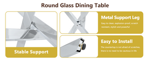 English Elm Table Set Round Tempered Glass Top with X Base and Four Pu Leather Dining Chairs W1151S04421