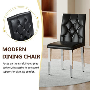 English Elm Table Set Round Tempered Glass Top with X Base and Four Pu Leather Dining Chairs W1151S04421