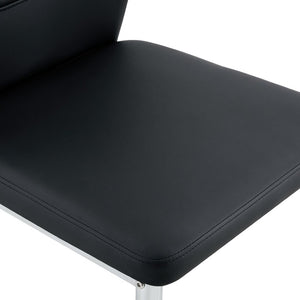 English Elm Table and Chair Set Round Glass Top X Base with Four Ergonomic Pu Seats for Modern Dining Black+Silver, Transparent W1151S04423