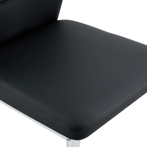 English Elm Table and Chair Set Round Glass Top X Base with Four Ergonomic Pu Seats for Modern Dining Black+Silver, Transparent W1151S04423