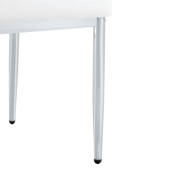 English Elm Table and Chair Set Round Glass Top X Base with Four Ergonomic Pu Seats for Modern Dining Transparent, White+Silver W1151S04424