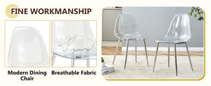 English Elm Table and Chair Set Round Tempered Glass Top with Silver X Base for Modern Dining W1151S04426