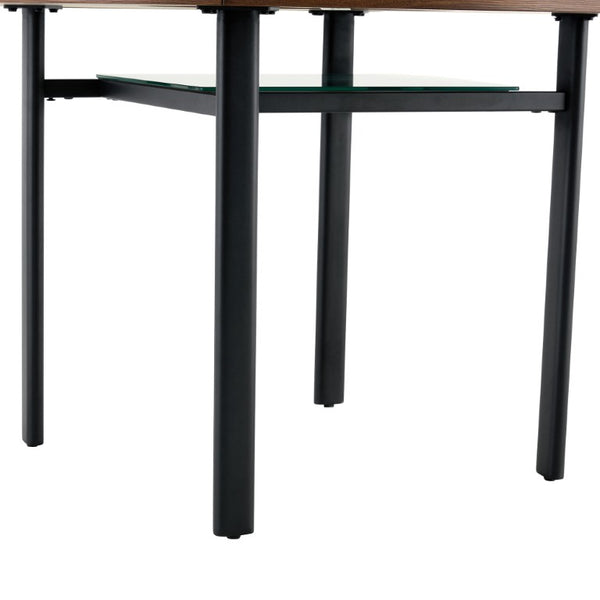 English Elm Table and Chair Set 42 Inch Round MDF Wood Grain Dining with Linen Seat Cushions Brown+Black, Light Gray W1151S04485