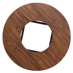 English Elm Table and Chair Set 42 Inch Round Dining with Glass Inlay and Four White PU Seats W1151S04487