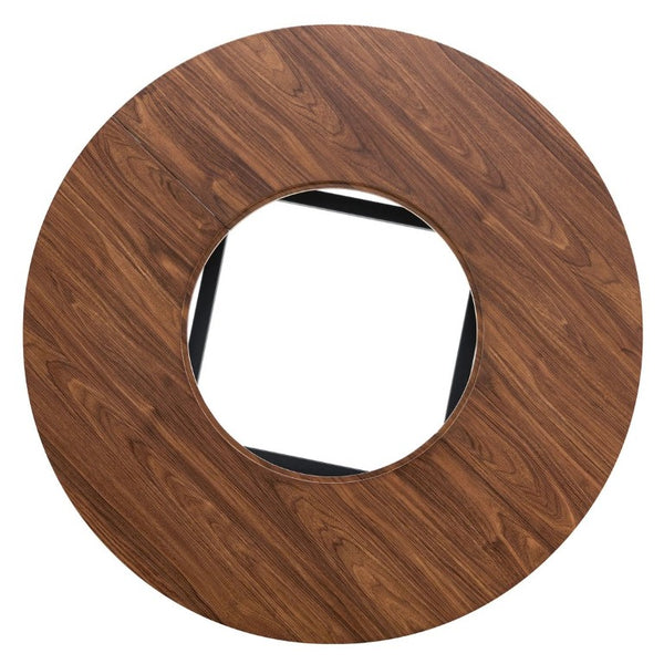 English Elm Table and Chair Set 42 Inch Round Dining with Glass Inlay and Four White PU Seats W1151S04487