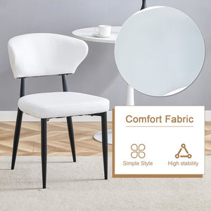 English Elm Table and Chair Set 42 Inch Round Mdf Dining with Tempered Glass and Ergonomic Seats Brown White W1151S04501