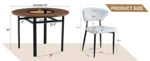 English Elm Table and Chair Set 42 Inch Round Mdf Dining with Tempered Glass and Ergonomic Seats Brown White W1151S04501